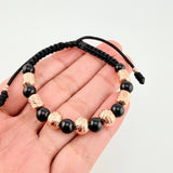 Woven Bracelet Diamond Cut Beads Cylinders 8Mm-6Mm Rose Gold 18K