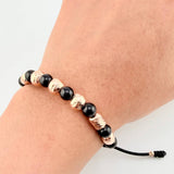 Woven Bracelet Diamond Cut Beads Cylinders 8Mm-6Mm Rose Gold 18K