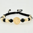Pulsera Tejida Herraje San Benito Cilindros 6Mm-3Mm Oro Amarillo 18K