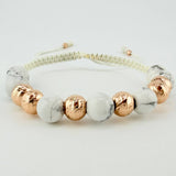 Woven Bracelet with Interspersed Diamond Cut Beads 8Mm Rose Gold 18K