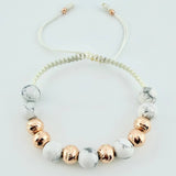 Woven Bracelet with Interspersed Diamond Cut Beads 8Mm Rose Gold 18K