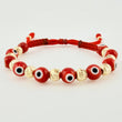 Pulsera Tejida Ojos Turcos Bolas Diamantadas 5Mm-3Mm Oro Amarillo 18K