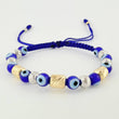 Pulsera Tejida Ojos Turcos Cilindros 6Mm-3Mm Dos Oros Amarillo Blanco 18K