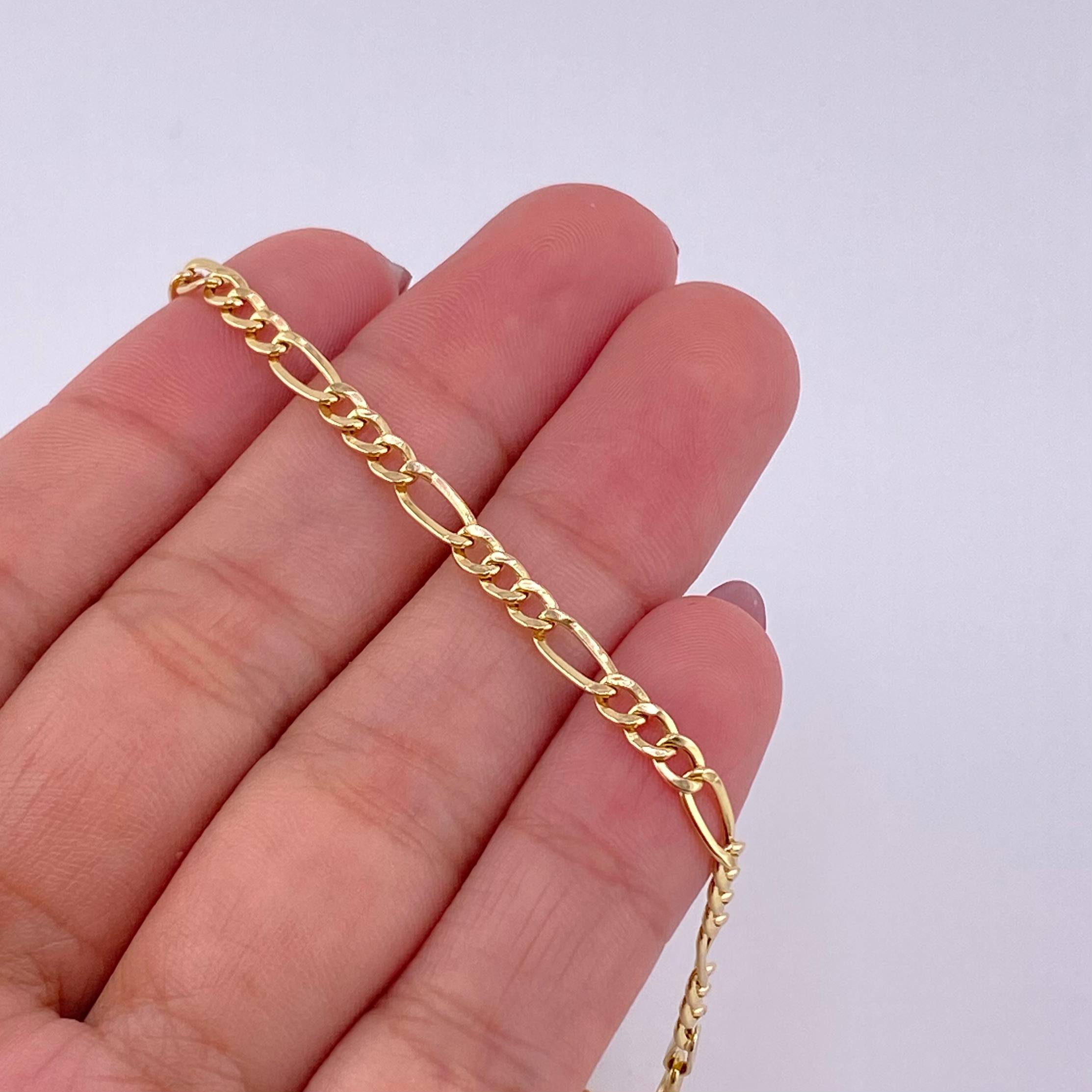 Pulso Figaro 1.5g / 7 1/2 in / 3.4mm Oro Amarillo 18K