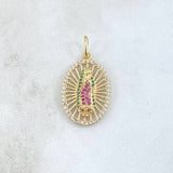 Dije Virgen Guadalupe 2.6gr / 2.6cm / Circones Blancos Fucsias Verdes Oro Amarillo 18K