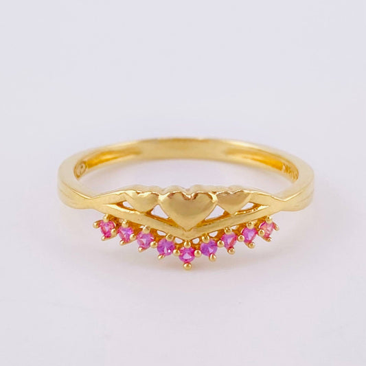 Anillo Corona Corazon 2gr / T7 / Oro Amarillo 18K