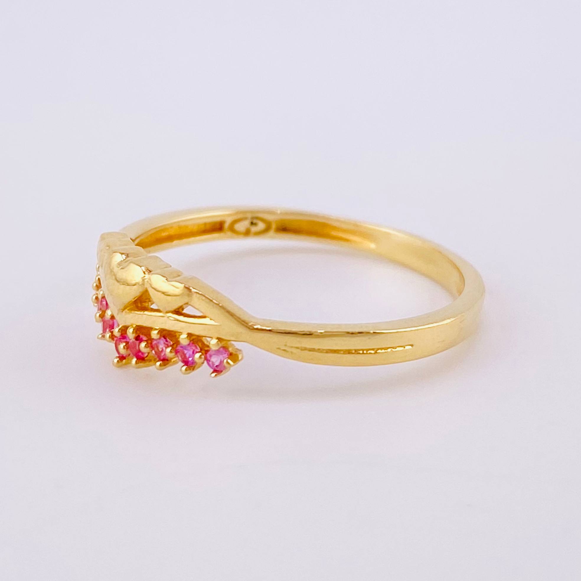 Heart Crown Ring 2gr / T7 / 18K Yellow Gold
