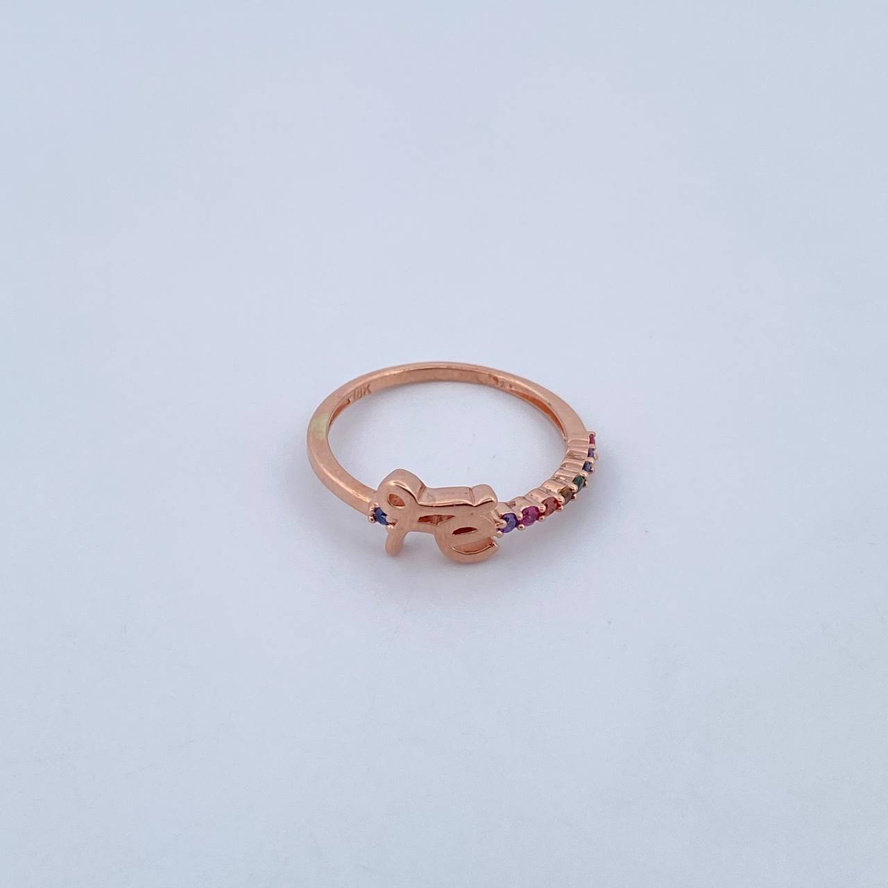 Ring Fe 2.3gr / Size 7 1/4 / Colored Zircons 18K Rose Gold &