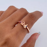Ring Fe 2.3gr / Size 7 1/4 / Colored Zircons 18K Rose Gold &