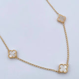 Cadena Espiga Trebol  8.3gr / 47.5cm-49.6cm / 1.3mm Nacar Blanco Oro Amarillo 18K &