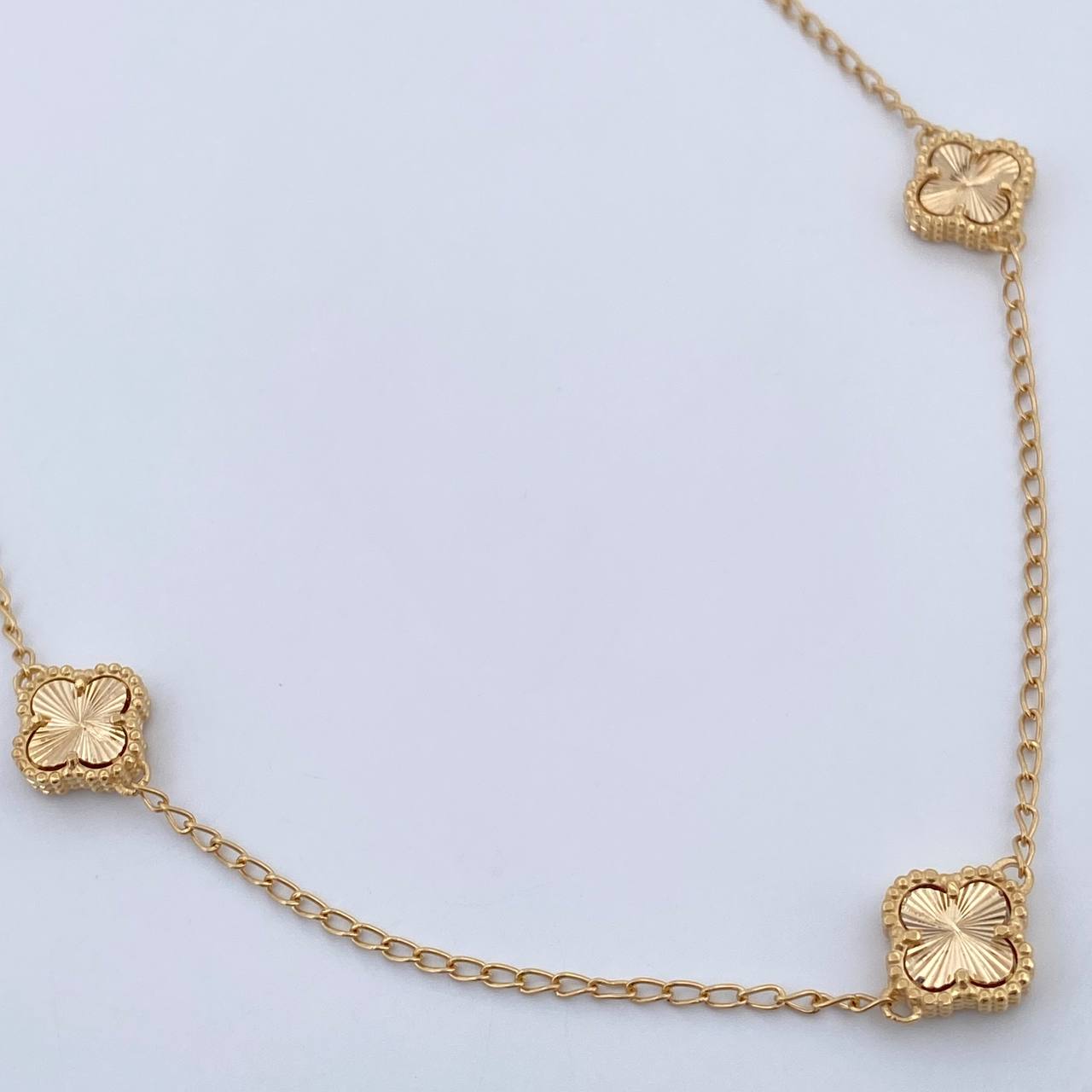 Espiga Chain Clover 9.25gr / 47.4cm-51.1cm / 1.4mm Diamond Cut 18K Yellow Gold &