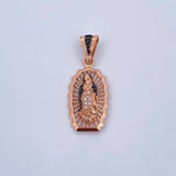 Dije Virgen Guadalupe 3gr / 3.1cm / Circones Negros Blancos Oro Rosa 18K &
