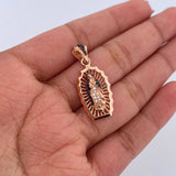 Dije Virgen Guadalupe 3gr / 3.1cm / Circones Negros Blancos Oro Rosa 18K &