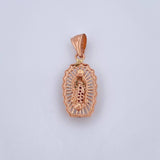 Dije Virgen Guadalupe 2.7gr / 3.1cm / Circones Fucsias Verdes Blancos Oro Rosa 18K &