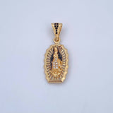Dije Virgen Guadalupe 3gr / 3.1cm / Circones Negros Blancos Oro Amarillo 18K &