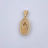Dije Virgen Guadalupe 3gr / 3.1cm / Circones Negros Blancos Oro Amarillo 18K &