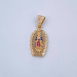 Pendant Virgin Guadalupe 3gr / 3.1cm / Fuchsia Blue White Zircons 18K Yellow Gold &