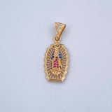 Pendant Virgin Guadalupe 3gr / 3.1cm / Fuchsia Blue White Zircons 18K Yellow Gold &