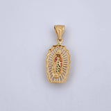 Dije Virgen Guadalupe 2.95gr / 3.1cm / Circones Fucsias Verdes Blancos Oro Amarillo 18K &