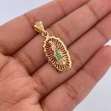 Dije Virgen Guadalupe 2.95gr / 3.1cm / Circones Fucsias Verdes Blancos Oro Amarillo 18K &