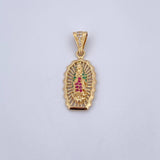 Dije Virgen Guadalupe 2.95gr / 3.1cm / Circones Fucsias Verdes Blancos Oro Amarillo 18K &