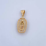 Dije Virgen Guadalupe 2.95gr / 3.1cm / Circones Fucsias Verdes Blancos Oro Amarillo 18K &
