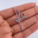 Dije Cruz Fe 3gr / 3.8cm / Circones Azules Oro Rosa 18K &