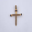 Pendant Nail Cross 3.95gr / 4.6cm / Black Zircons Two-tone Black Yellow 18K &