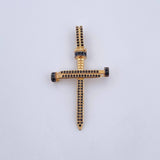 Pendant Nail Cross 3.95gr / 4.6cm / Black Zircons Two-tone Black Yellow 18K &