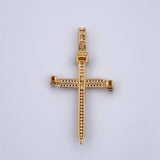 Pendant Nail Cross 3.95gr / 4.6cm / Black Zircons Two-tone Black Yellow 18K &