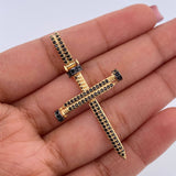 Pendant Nail Cross 3.95gr / 4.6cm / Black Zircons Two-tone Black Yellow 18K &