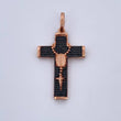 Pendant Virgin Miraculous Cross Rosary 6.4gr / 4.8cm / Black Zircons Two-tone Black Rose 18K &