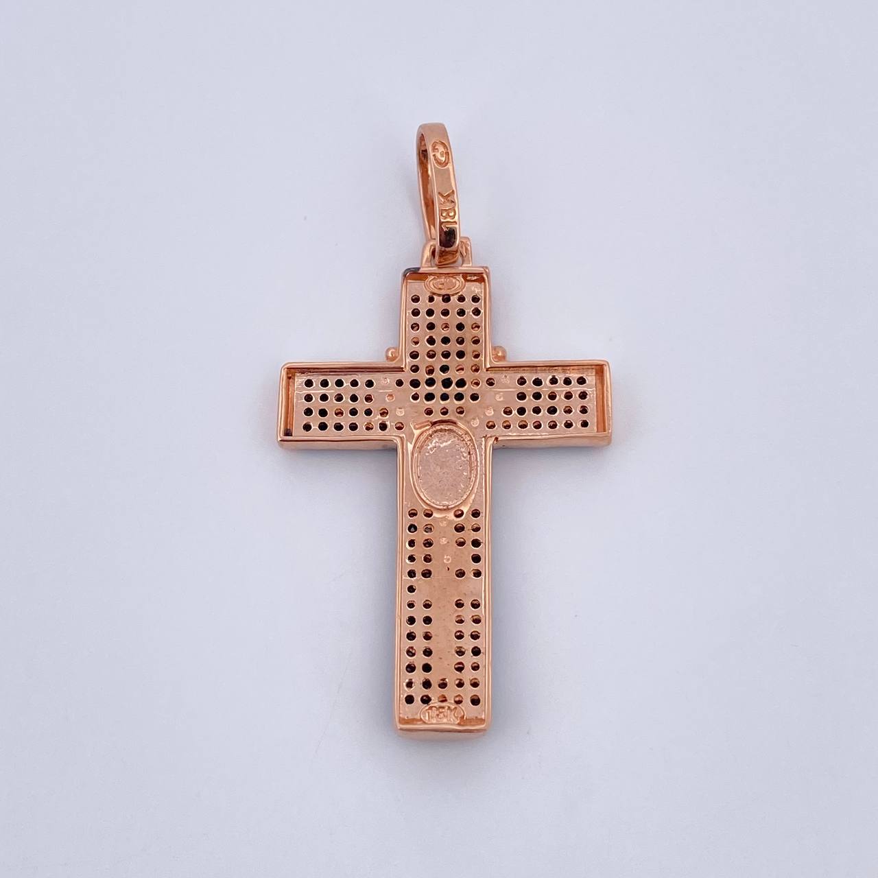 Pendant Virgin Miraculous Cross Rosary 6.4gr / 4.8cm / Black Zircons Two-tone Black Rose 18K &