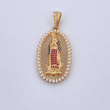 Dije Virgen Guadalupe 7.2gr / 4.4cm / Circones Fucsias Azules Blancos Oro Amarillo 18K &