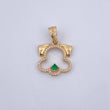 Pendant Dog Silhouette 3.3gr / 2.6cm / Green and White Zircons 18K Yellow Gold &