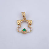 Pendant Dog Silhouette 3.3gr / 2.6cm / Green and White Zircons 18K Yellow Gold &