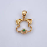 Pendant Dog Silhouette 3.3gr / 2.6cm / Green and White Zircons 18K Yellow Gold &