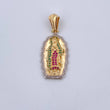 Dije Virgen Guadalupe 5.1gr / 3.6cm / Circones Fucsias Verdes Blancos Dos Oros Amarillo Blanco 18K &