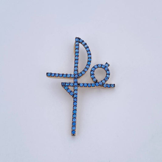 Dije Cruz Fe 2.9gr / 3.8cm / Circones Azules Dos Oros Negro Amarillo 18K &