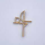 Dije Cruz Fe 2.9gr / 3.8cm / Circones Azules Dos Oros Negro Amarillo 18K &