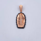 Dije Virgen Guadalupe 5.45gr / 3.6cm / Circones Negros Blancos Dos Oros Negro Rosa 18K &
