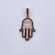 Pendant Hamsa Hand 4.05gr / 4cm / Black and White Zircons 18K Rose Gold &