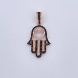 Pendant Hamsa Hand 4.05gr / 4cm / Black and White Zircons 18K Rose Gold &