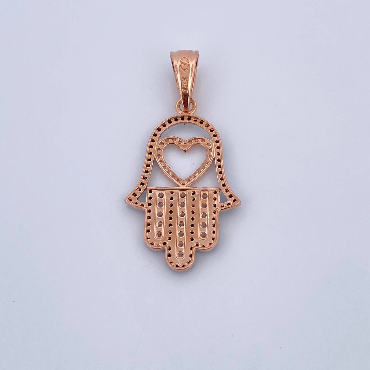Pendant Hamsa Hand 4.05gr / 4cm / Black and White Zircons 18K Rose Gold &