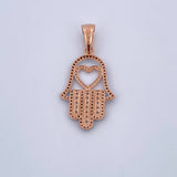 Pendant Hamsa Hand 4.05gr / 4cm / Black and White Zircons 18K Rose Gold &