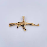Pendant Rifle Weapon 3.25gr / 4.4cm / Black Zircons 18K Yellow Gold &