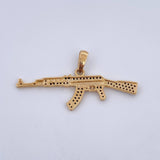 Pendant Rifle Weapon 3.25gr / 4.4cm / Black Zircons 18K Yellow Gold &