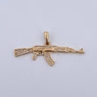 Pendant Rifle Weapon 3.7gr / 4.4cm / White Zircons 18K Yellow Gold &
