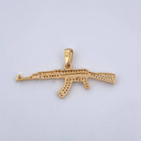 Pendant Rifle Weapon 3.7gr / 4.4cm / White Zircons 18K Yellow Gold &