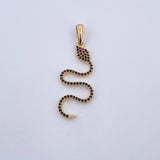 Pendant Snake 1.85gr / 3.8cm / Fuchsia Black Zircons 18K Yellow Gold &